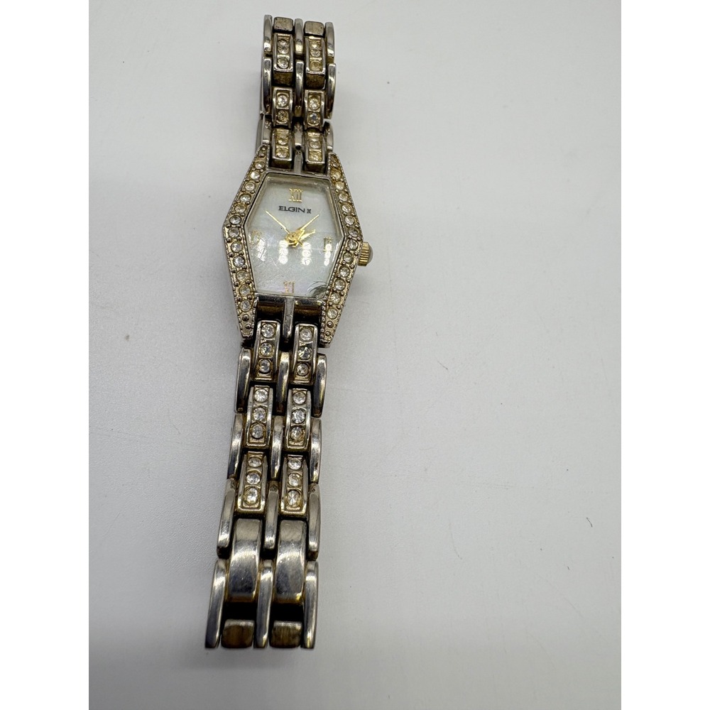 Elgin II Women's Hexagonal Crystal Bezel Mother of Pearl Dial‎ Watch